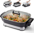 Elite Gourmet 15" x 12" x 3" Stow-Away Foldable Electric Skillet, Ceralast™ by EliteGourmet