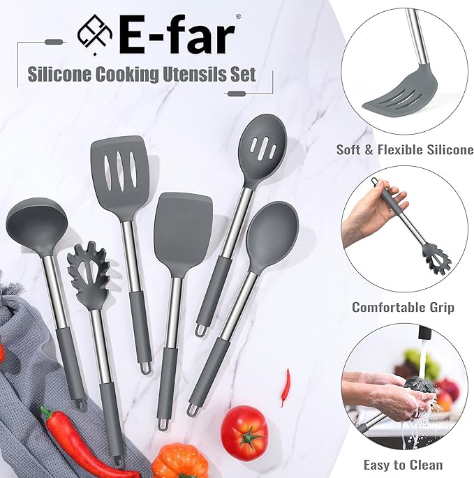E-far 14 Pieces Silicone Cooking Utensils Set, Kitchen Utensils Set - Image 4