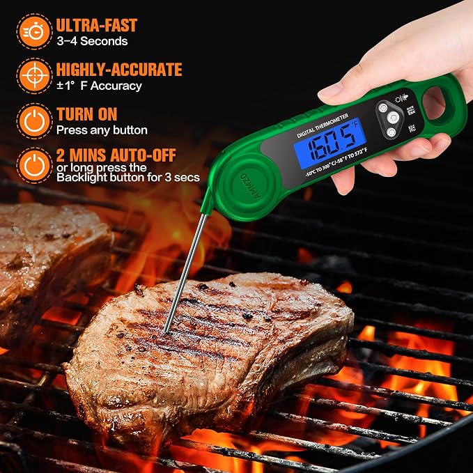 AMMZO Digital Meat Thermometer for Grilling, Candy Thermometer Instant Read - Image 2
