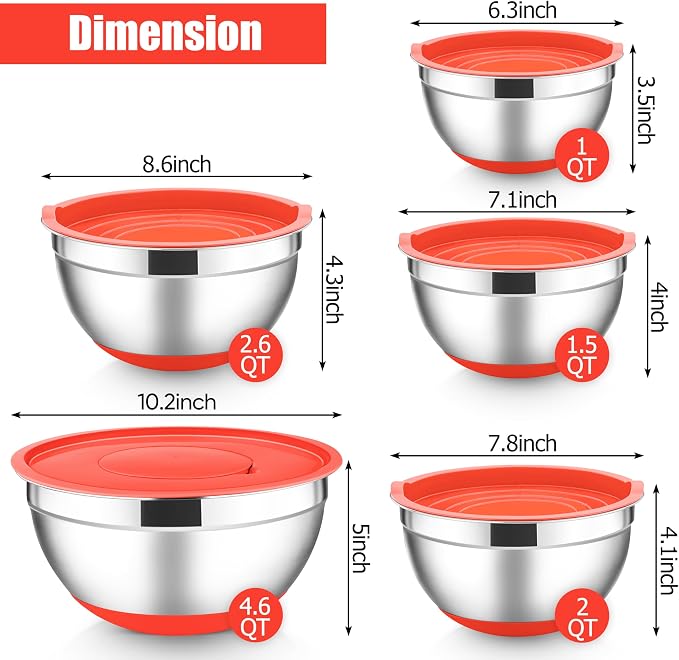 E-far Stainless Steel Mixing Bowls - Image 2