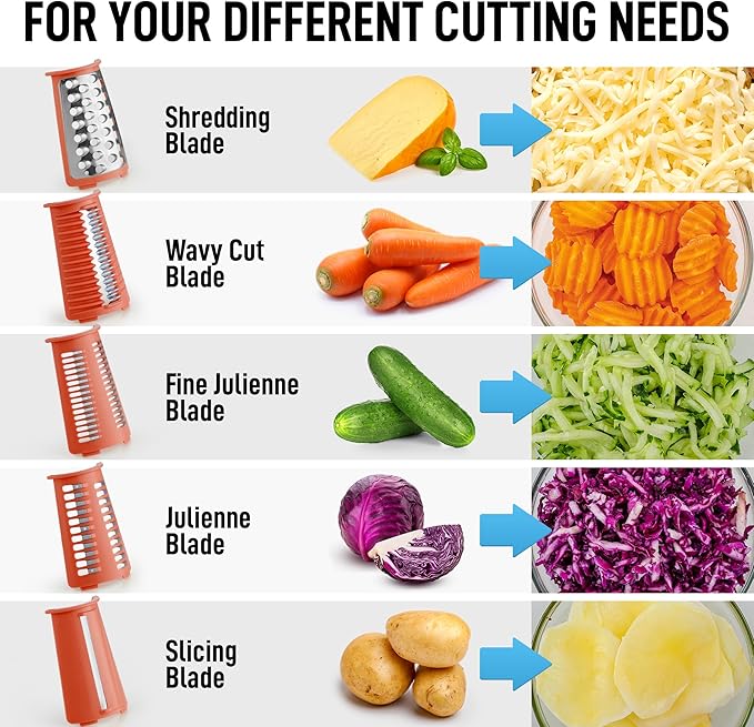 Zulay Kitchen Rotary Cheese Grater 5 Blade Cheese Shredder - Image 9