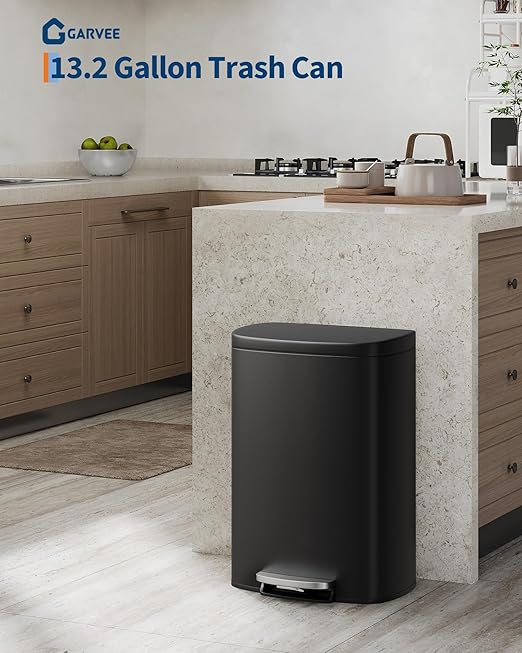 Garvee 13 gal / 50 L Metal Kitchen Trash Can - Image 2