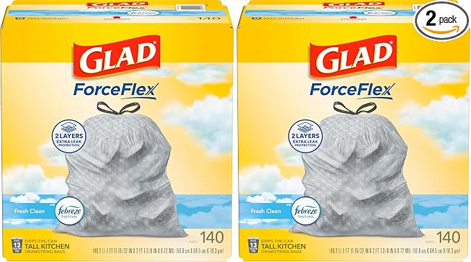 Glad ForceFlex Tall Kitchen Trash Bags, 13 Gallon, Fresh Clean by GladTrashFoodStorage