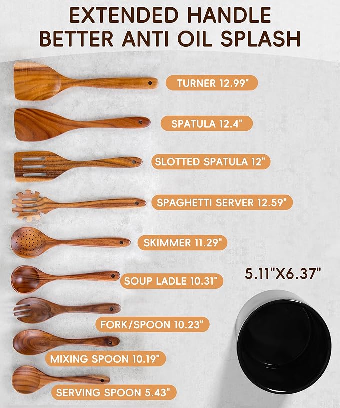 Nucookery Wooden Cooking Utensils Set - Image 4