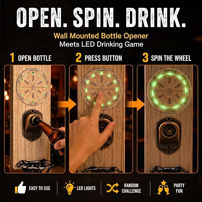 Magnetic Bottle Openers with Catcher, Wall Mounted Wooden Beer Bottle Opener - Image 2