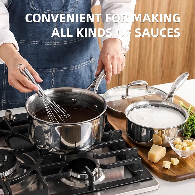 Deluxe 13 Piece Hybrid Ceramic Nonstick Stainless Steel Cookware Set-5 Piece - Image 6