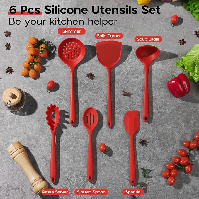 Onader Silicone Cooking Utensils Set, Heat Resistant Kitchen Tool Kit, Nonstick - Image 8