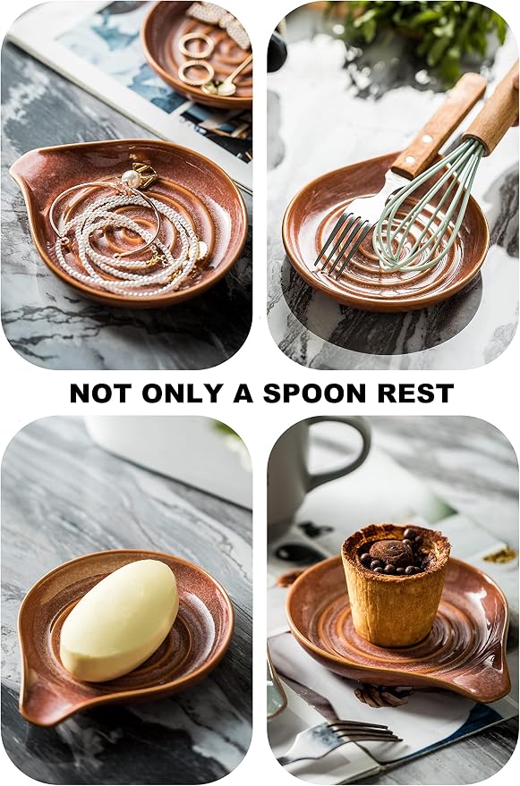 LAUCHUH Spoon Rest for Stove Top, Cooking Spoons, Kiln-Transformed Red - Image 5