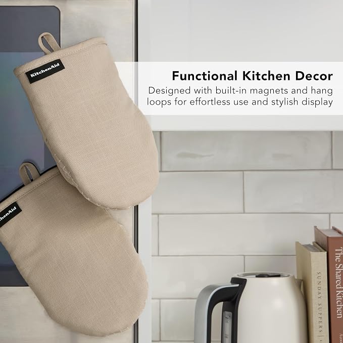 KITCHENAID Gourmet Series Gridlines Mini Oven Mitts 2-Pack Set, Heat Resistant - Image 6
