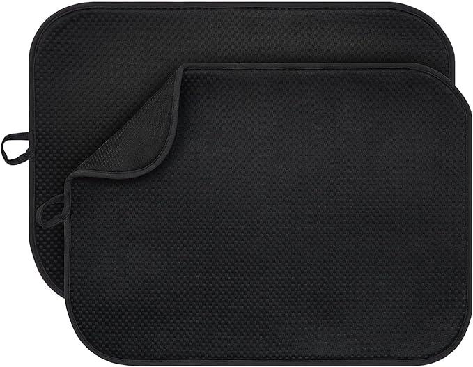 2-Pack Black Dish Drying Mats 20" x 15" – XL Dish Drying Mats by FullBeDare