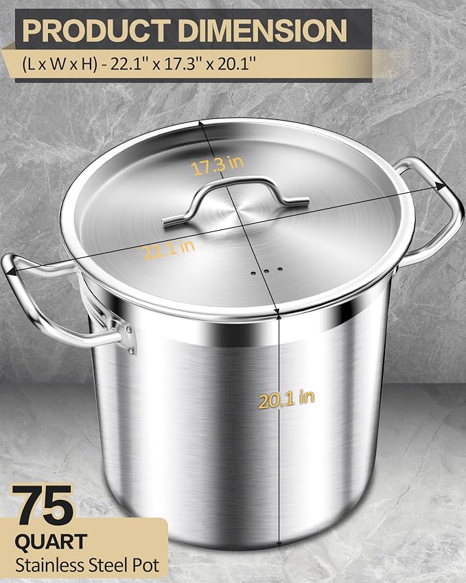 STOCKPOT 75 Quart Commercial Stock Pot - Image 7