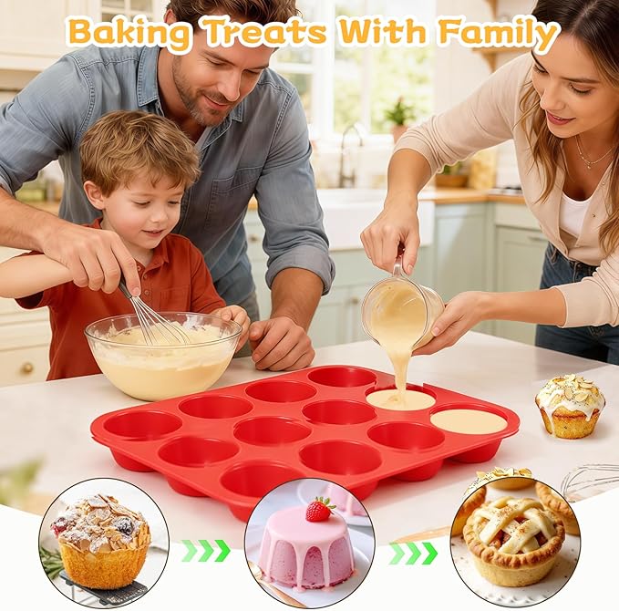 Silicone Muffin Pan, Mini Muffin Pan, Regular 12 Cups and Mini 24 Cups Cupcake - Image 4