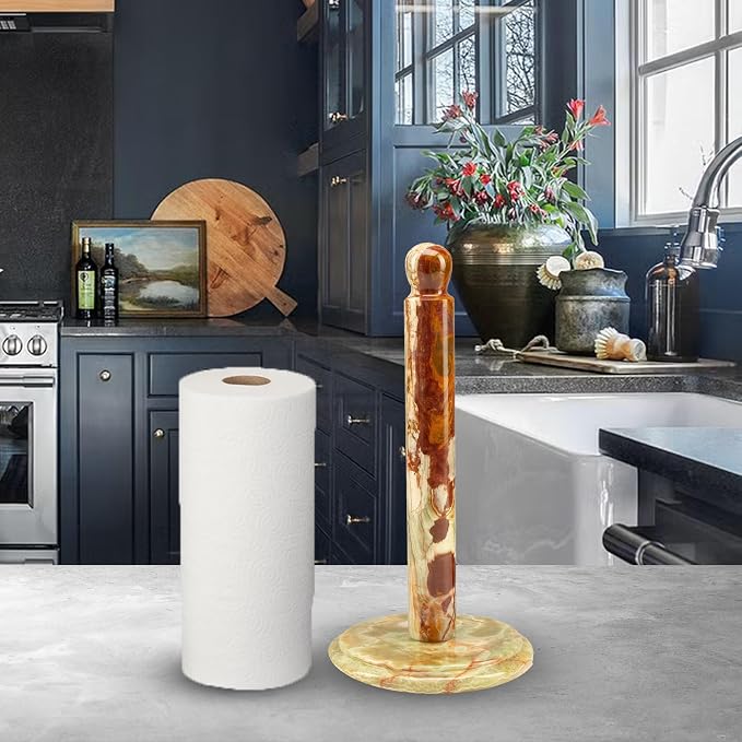 Handmade Green Onyx Paper Towel Holder – Unique Natural Stone Stand - Image 4