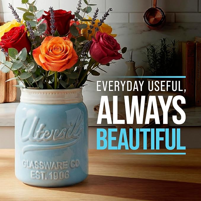 Comfify Wide Mouth Mason Jar Utensil Holder Decorative Kitchenware Organizer - Image 6
