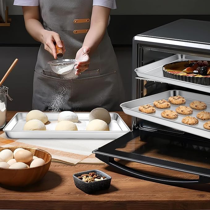 Homikit 2 Pack Baking Sheet, 9 x 13 Inches Stainless Steel Quarter Sheet Pan Set - Image 5