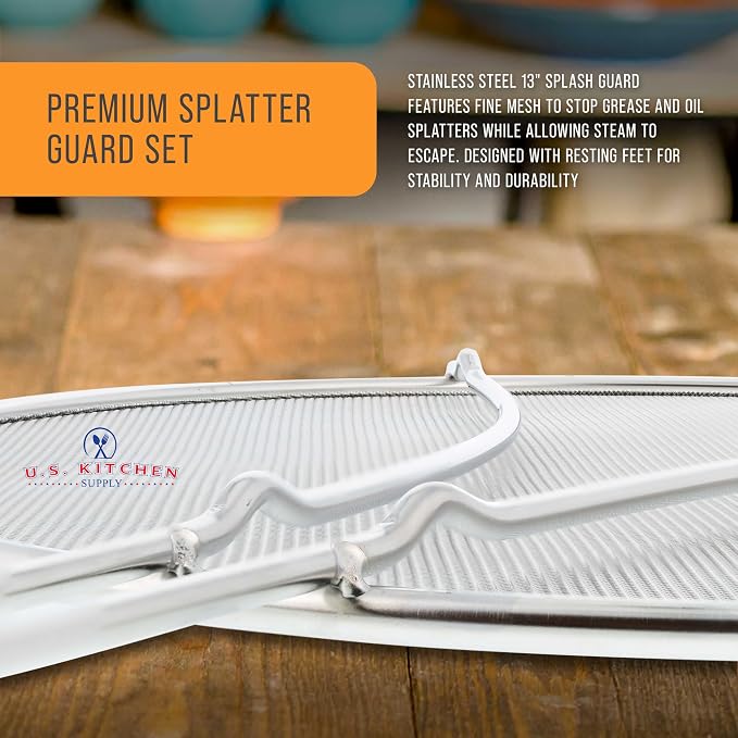 U.S. Kitchen Supply Stainless Steel Splatter Guard 13" Fine Mesh Cover - Image 3