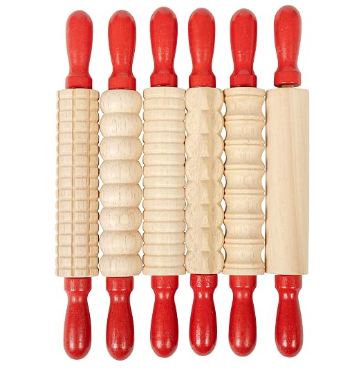READY 2 LEARN Mini Textured Wooden Rolling Pins | Set of 6 | 7.25 inches | by Ready2Learn