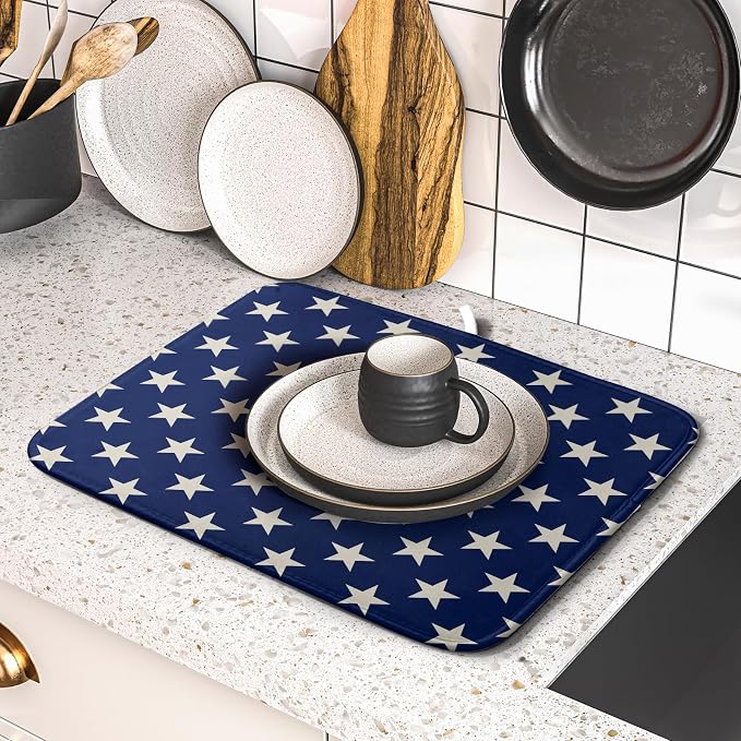 Patriotic July of 4th Blue Star Dish Drying Mat - Image 5