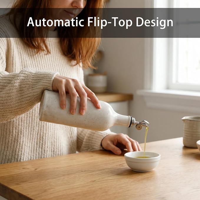 Olive Oil Dispenser Bottle for Kitchen, 23 Oz Ceramic Oil Dispenser - Image 5