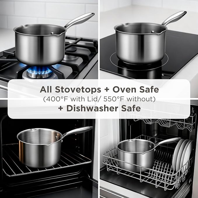 Tri-Ply Stainless Steel Sauce Pan - Image 6