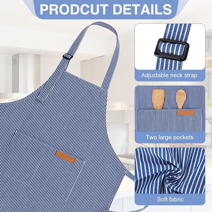 2 Pack Stripes Kids Apron, Kids Cooking Aprons - Image 3