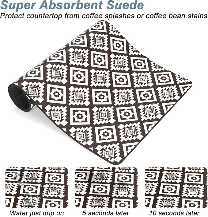 Rnivvi Coffee Mat, Hide Stain Rubber Backed Absorbent Dish Drying Pad - Image 3
