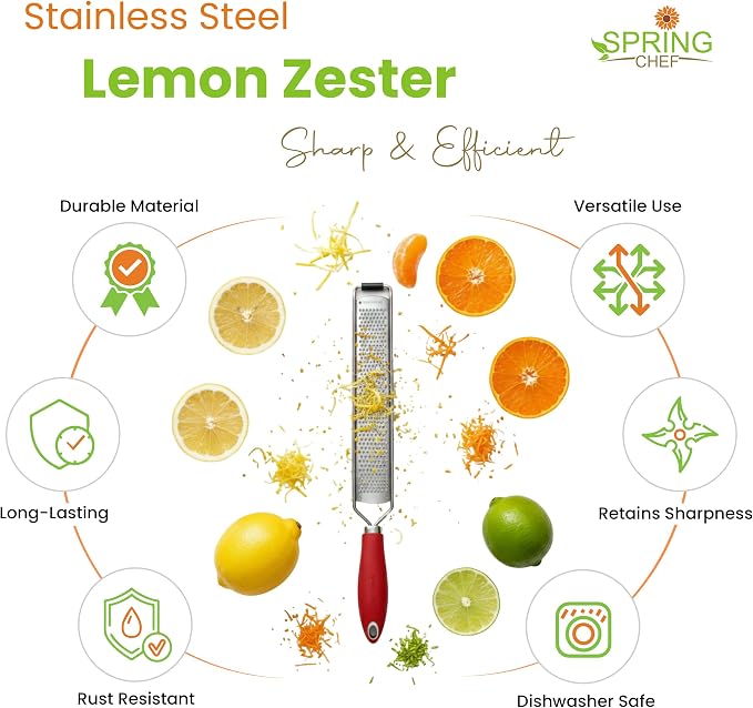 Spring Chef Stainless Steel Lemon Zester Grater - Image 2