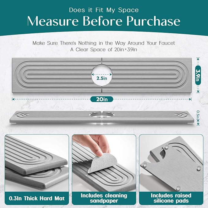 eormoe Faucet Mat for Kitchen Sink - Image 2