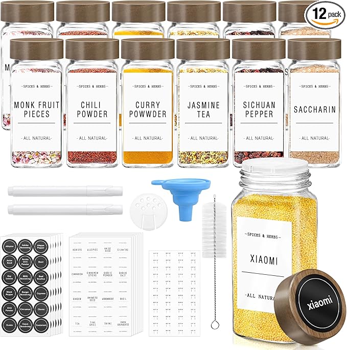 ZEHIQ 12Pcs 4oz Square Glass Spice Jars by ZEHIQ