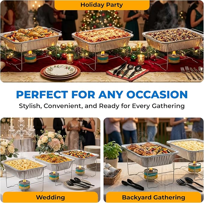 Disposable Chafing Dish Buffet Set – 6 Pack Half Size, Patented Foldable Wire - Image 7