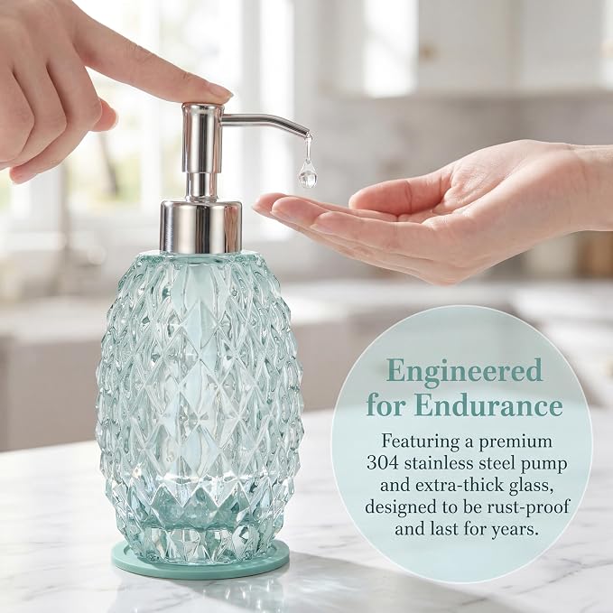 MALACHI Soap Dispenser Set, Crystal-Textured Diamond Glass - Image 3
