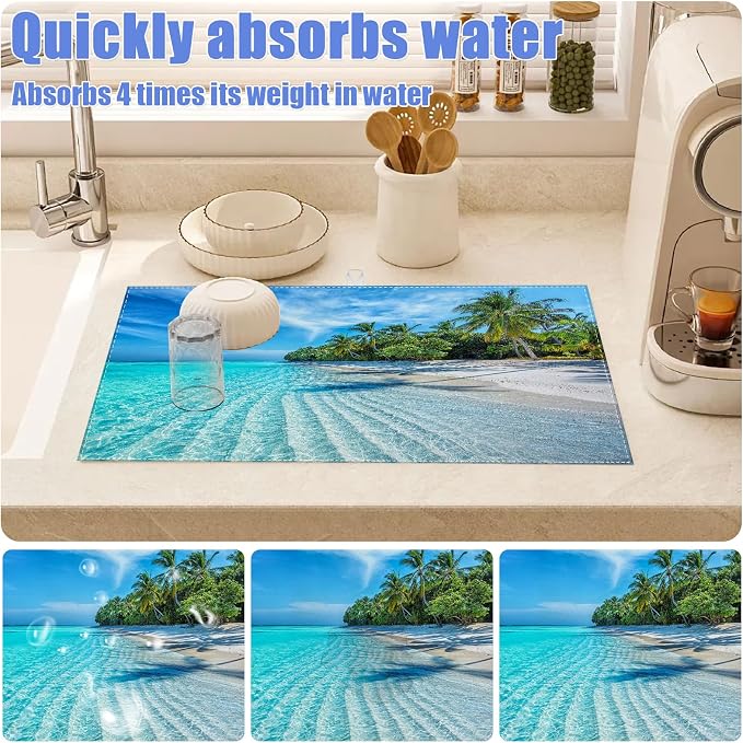 Beach Palm Tree Dish Drying Mat - Image 4