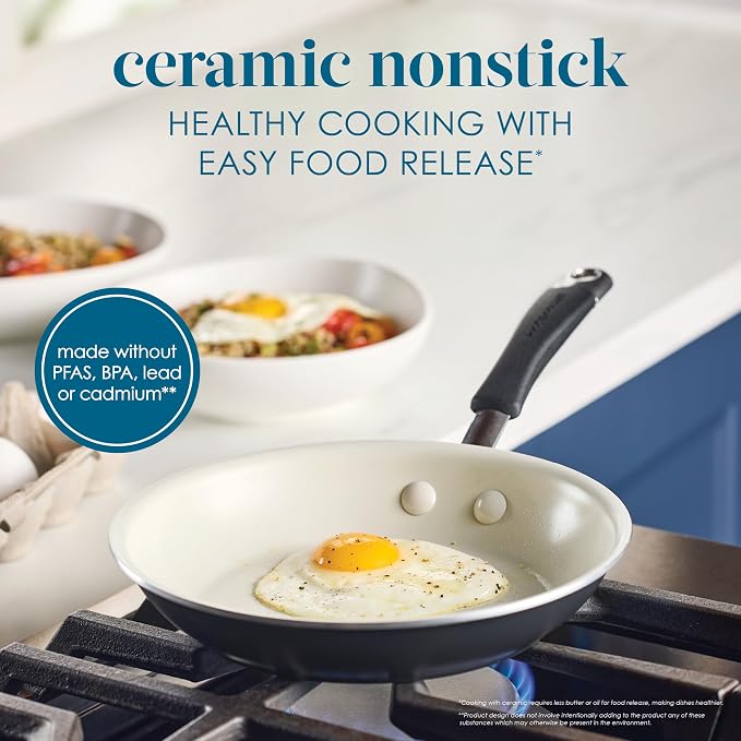 Rachael Ray Cucina Ceramic Nonstick Frying Pan/Skillet, 8.5 Inch Non Stick Open - Image 3