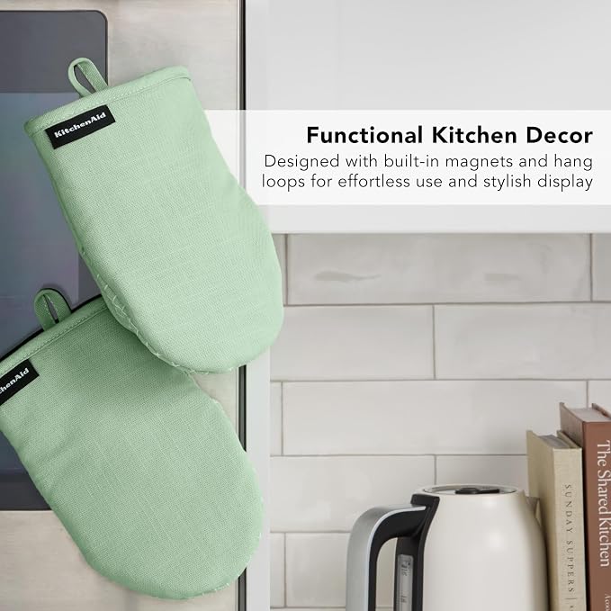 KITCHENAID Gourmet Series Gridlines Mini Oven Mitts 2-Pack Set, Heat Resistant - Image 6