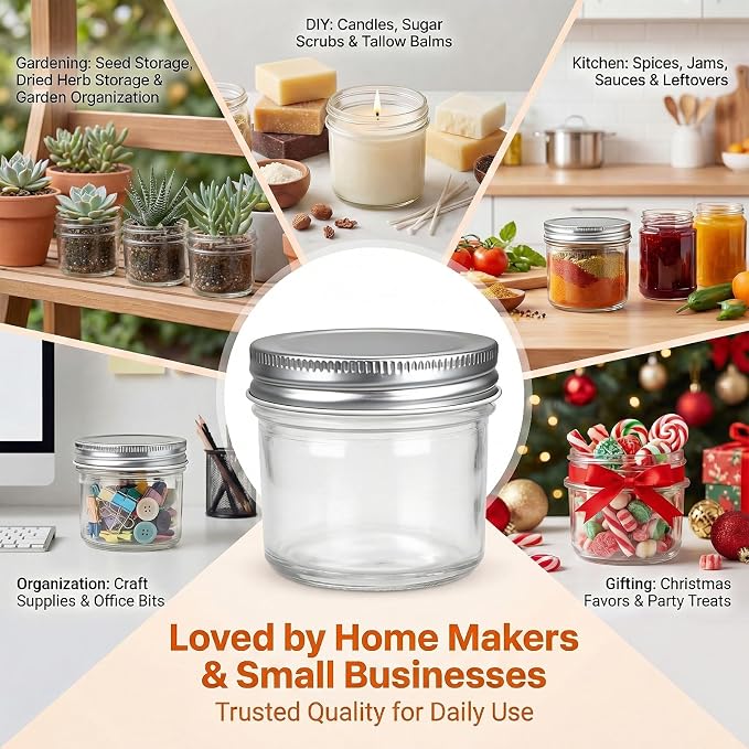 QAPPDA 4oz Glass Jars With Lids, Small Mason Jars Wide Mouth, Mini Canning Jars - Image 4