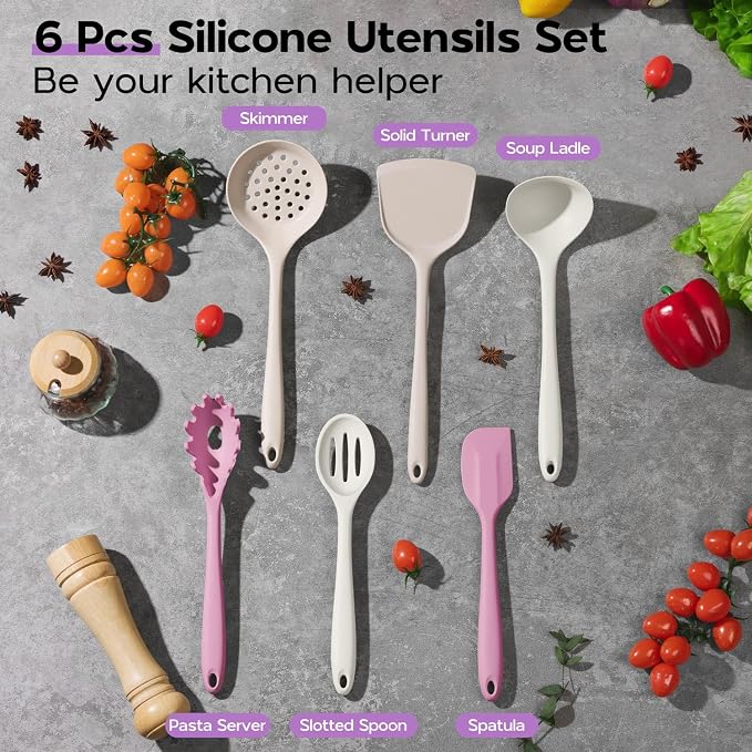 Onader Silicone Cooking Utensils Set, Heat Resistant Kitchen Gadgets Tools Set - Image 2