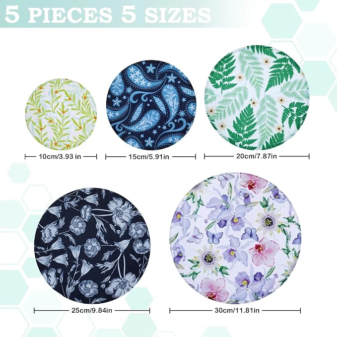 5-Size Reusable Beeswax Bowl Covers - Image 2