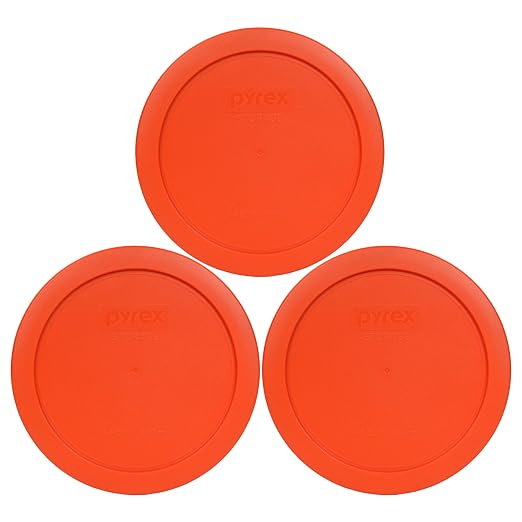 Pyrex 7201-PC 4 Cup Pumpkin Orange Food Storage Replacement Lids – Made in USA by Pyrex