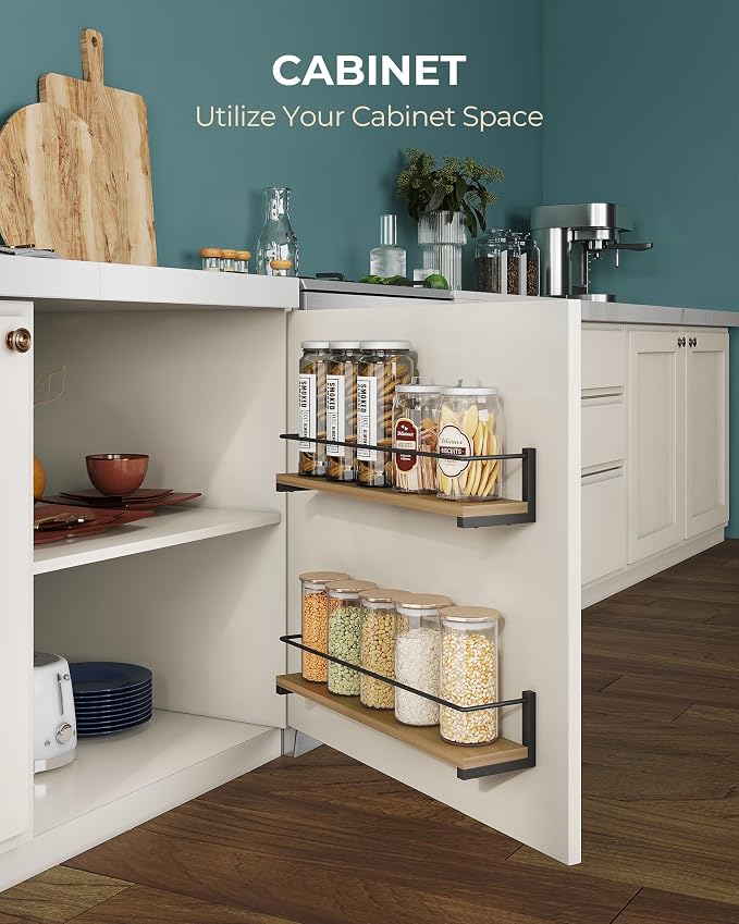OROPY Spice Rack Wall Mounted, Rustic Wood Hanging Rack - Image 6