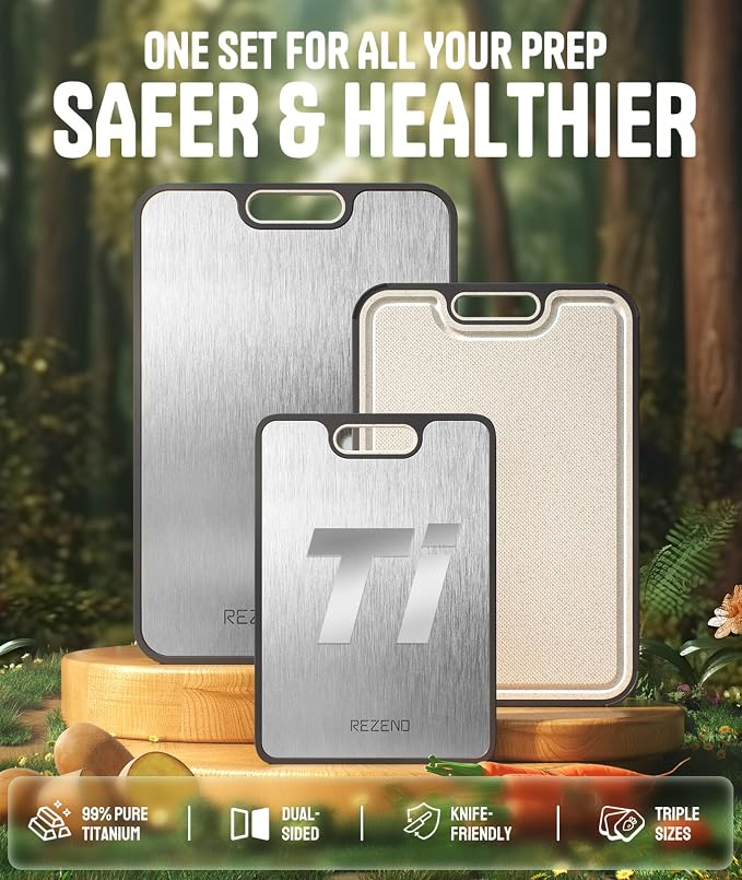 Titanium Cutting Board Set of 3, Dual Sided Design Non Toxic Cutting Boards - Image 7