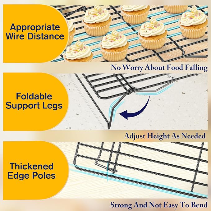 3 Tier Stackable Cooling Rack for Batch Cooling Cookie, Cake-15.8”x 10”- Heavy - Image 3