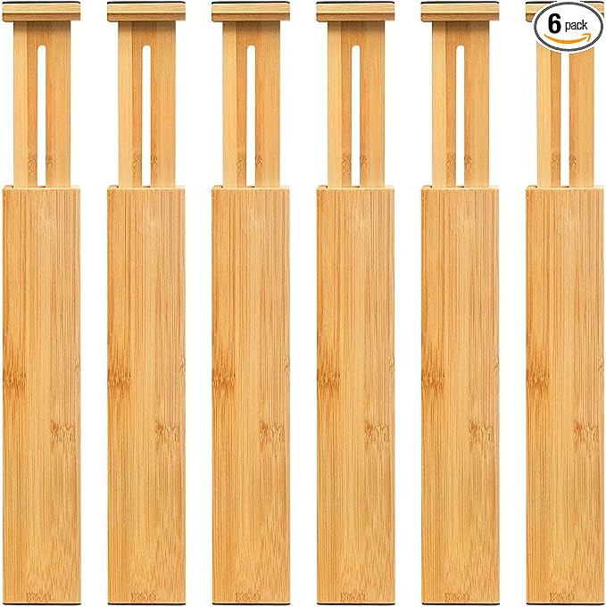 VaeFae Adjustable Bamboo Drawer Dividers, Expandable Drawer Organizer by VaeFaeDirect