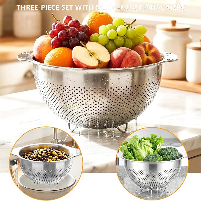 18/8 Stainless Steel Colander for Kitchen - Image 3