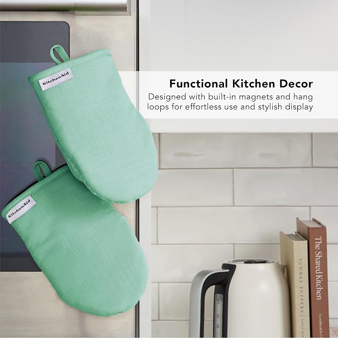 KITCHENAID Gourmet Series Gridlines Mini Oven Mitts 2-Pack Set, Heat Resistant - Image 5