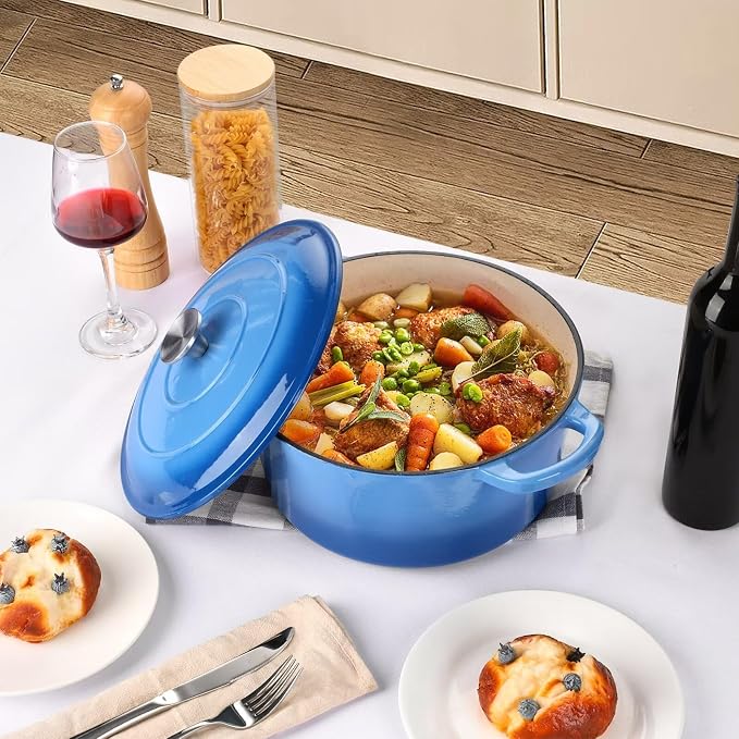 P&P CHEF 6QT Enameled Dutch Oven, Cast Iron Dutch Oven Pot - Image 6