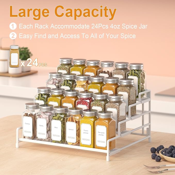 RUILALIFE 4-Tier-Spice-Rack-Organizer-for-Cabinet, Adjustable Depth Spice - Image 3