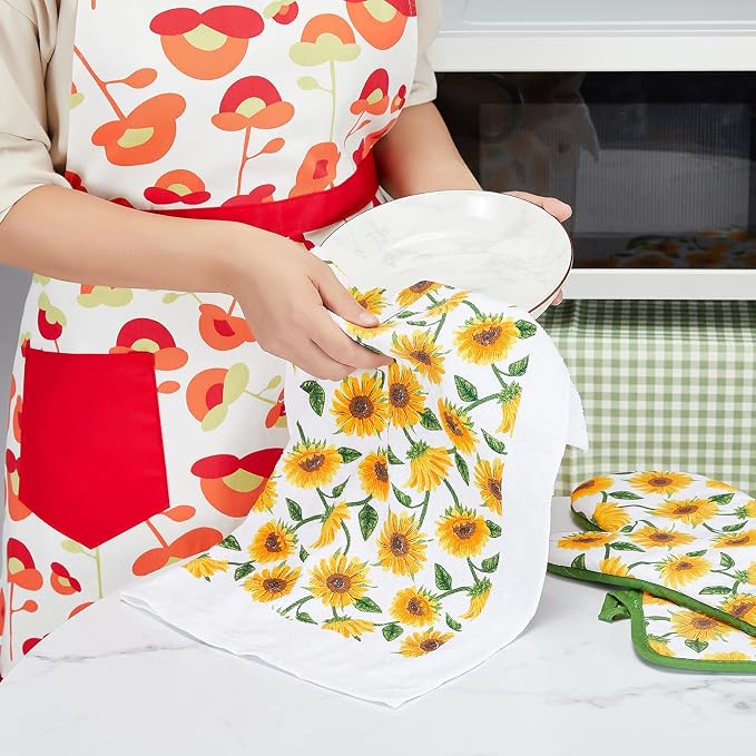 Oven Mitts and Potholders Dish Towles Set 100% Cotton - Image 4