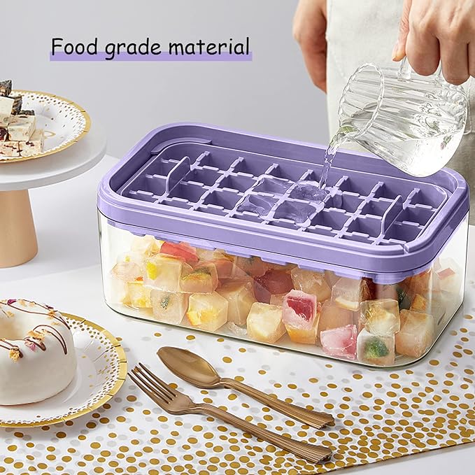 Ice Cube Tray with Lid and Bin for Freezer, 2 Pack - Image 5