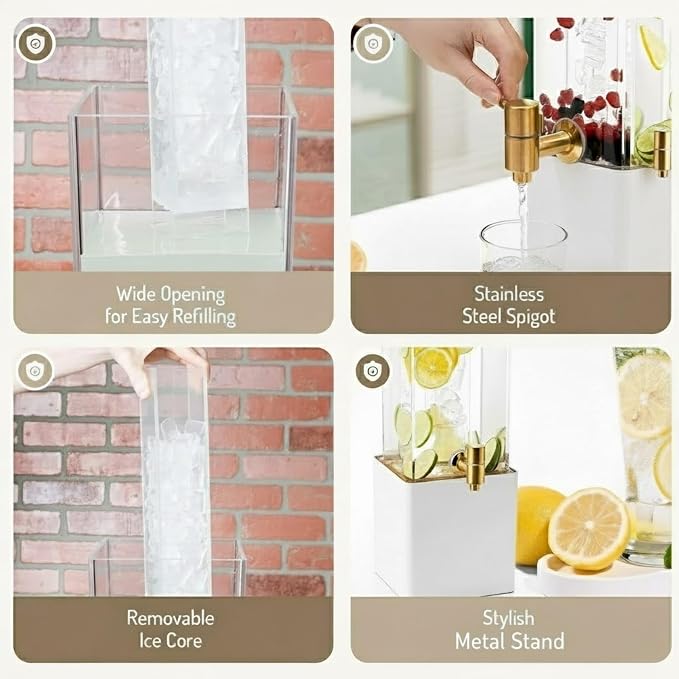 1.25 Gallon Dual Acrylic Beverage Dispenser - Image 5