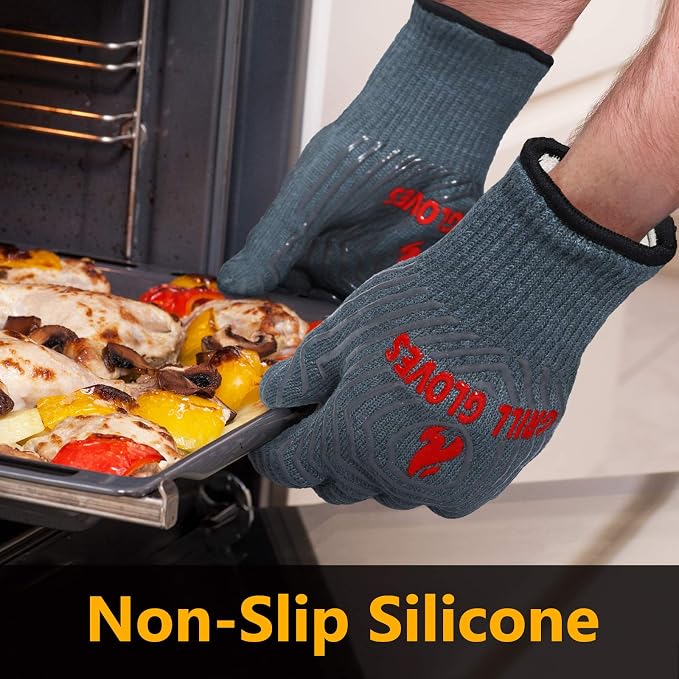 QUWIN BBQ Gloves, Oven Gloves 1472℉ Extreme Heat Resistant, Grilling Gloves - Image 3
